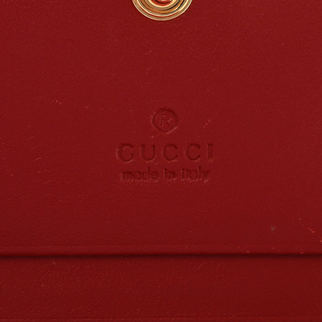 Gucci GG Supreme Monogram Bosco Patch Card Case Wallet Beige Malva Hibiscus Red