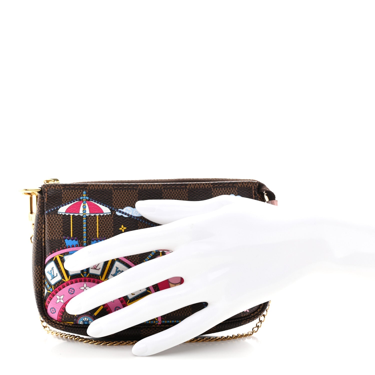 Louis Vuitton Damier Ebene 2020 Christmas Animation Big Wheel Mini Pochette Accessories Rose Ballerine