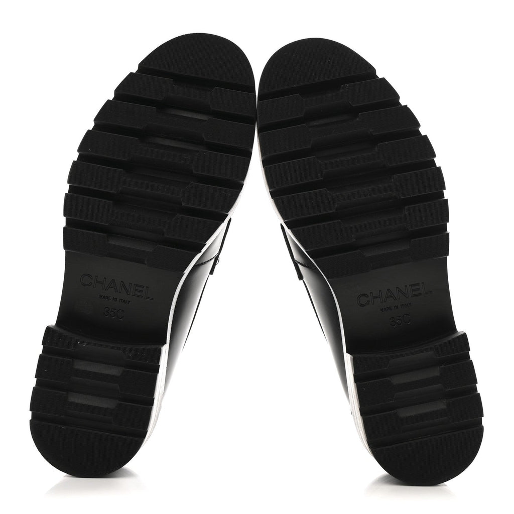 Calfskin Metal CC Loafers 35 Black