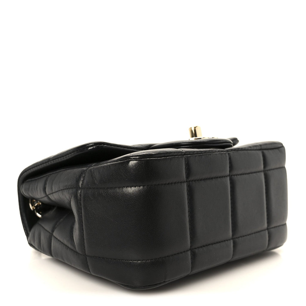 Chanel Lambskin Resin Crystal Square Quilted Mini Monacoco Flap Black