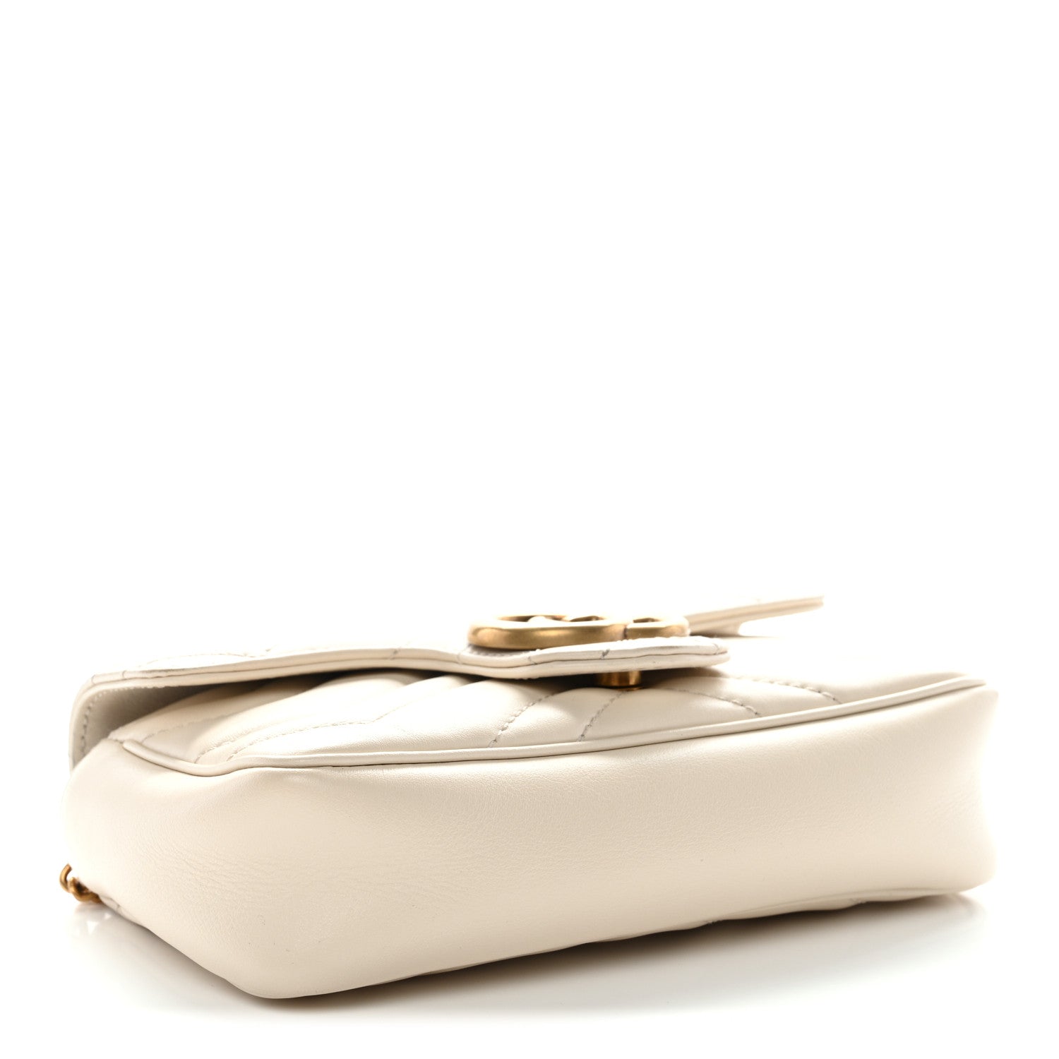 Gucci Calfskin Matelasse Super Mini GG Marmont Shoulder Bag White