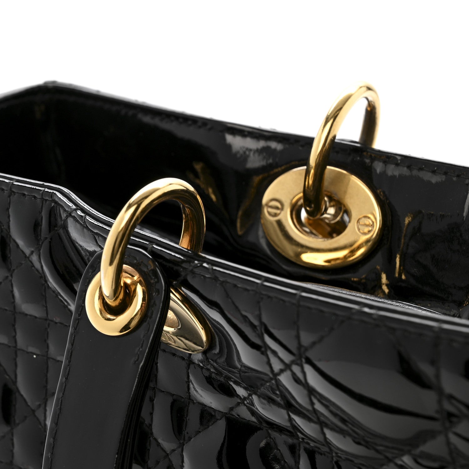 Christian Dior Patent Cannage Large Lady Dior Black