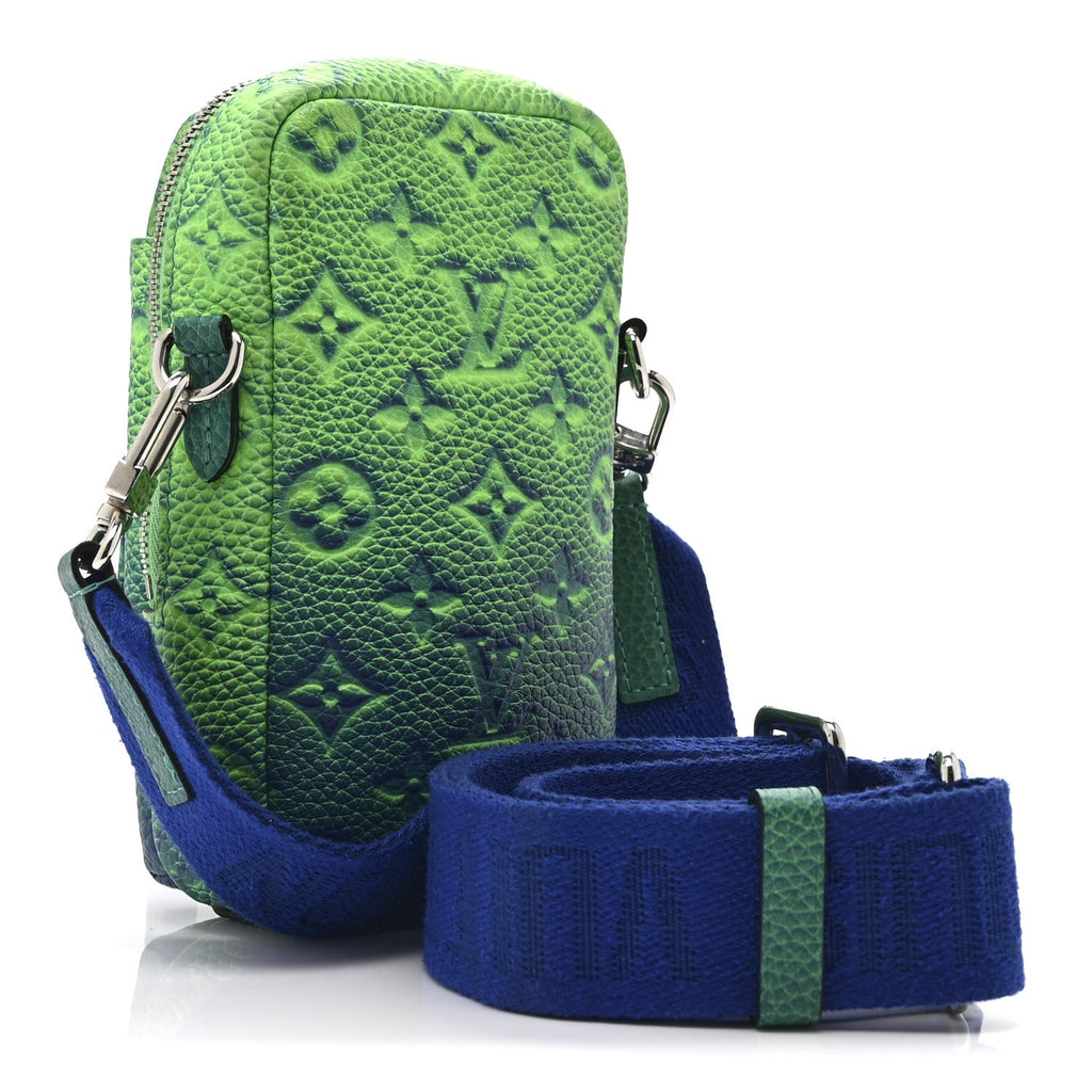 Louis Vuitton Taurillon Illusion Double Phone Case Bleu Vert