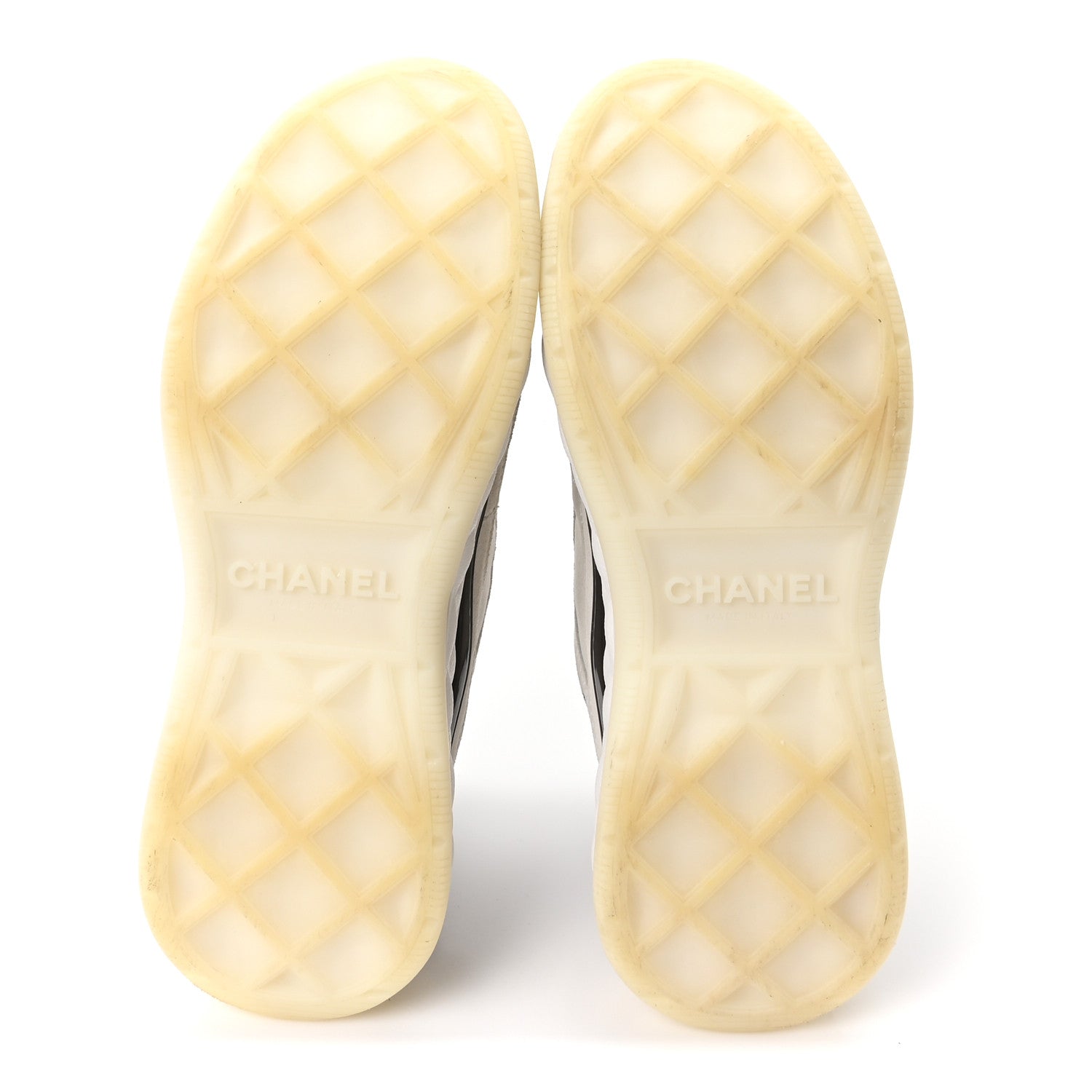 Chanel Suede Calfskin Nylon Grosgrain CC Sneakers 37 White