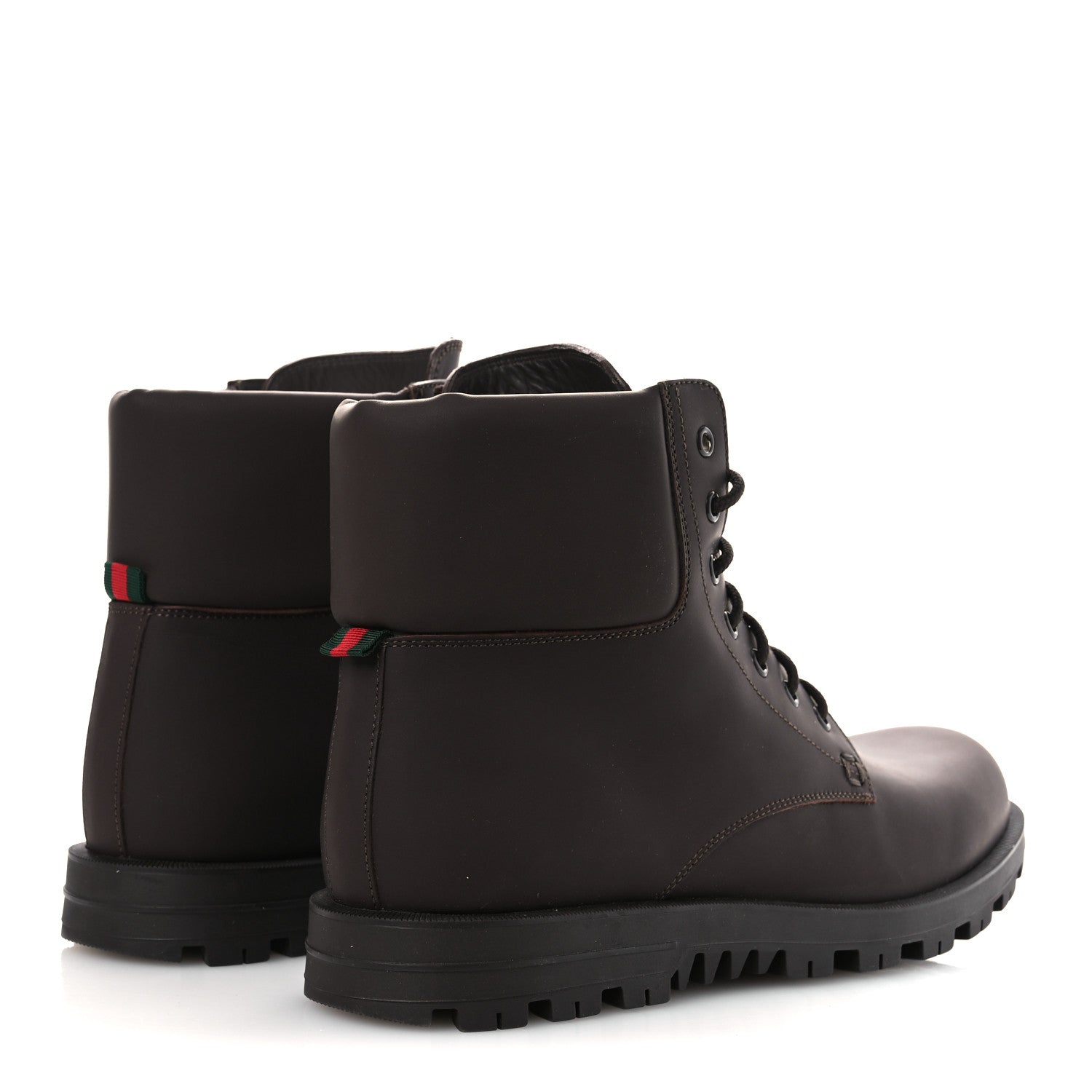 Gucci Rubberized Mens Lace Up Ankle Boots 9.5 Brown