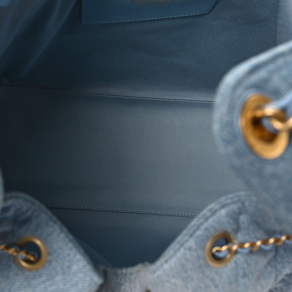 Chanel Washed Denim Quilted Medium Chanel 25 Handbag Blue