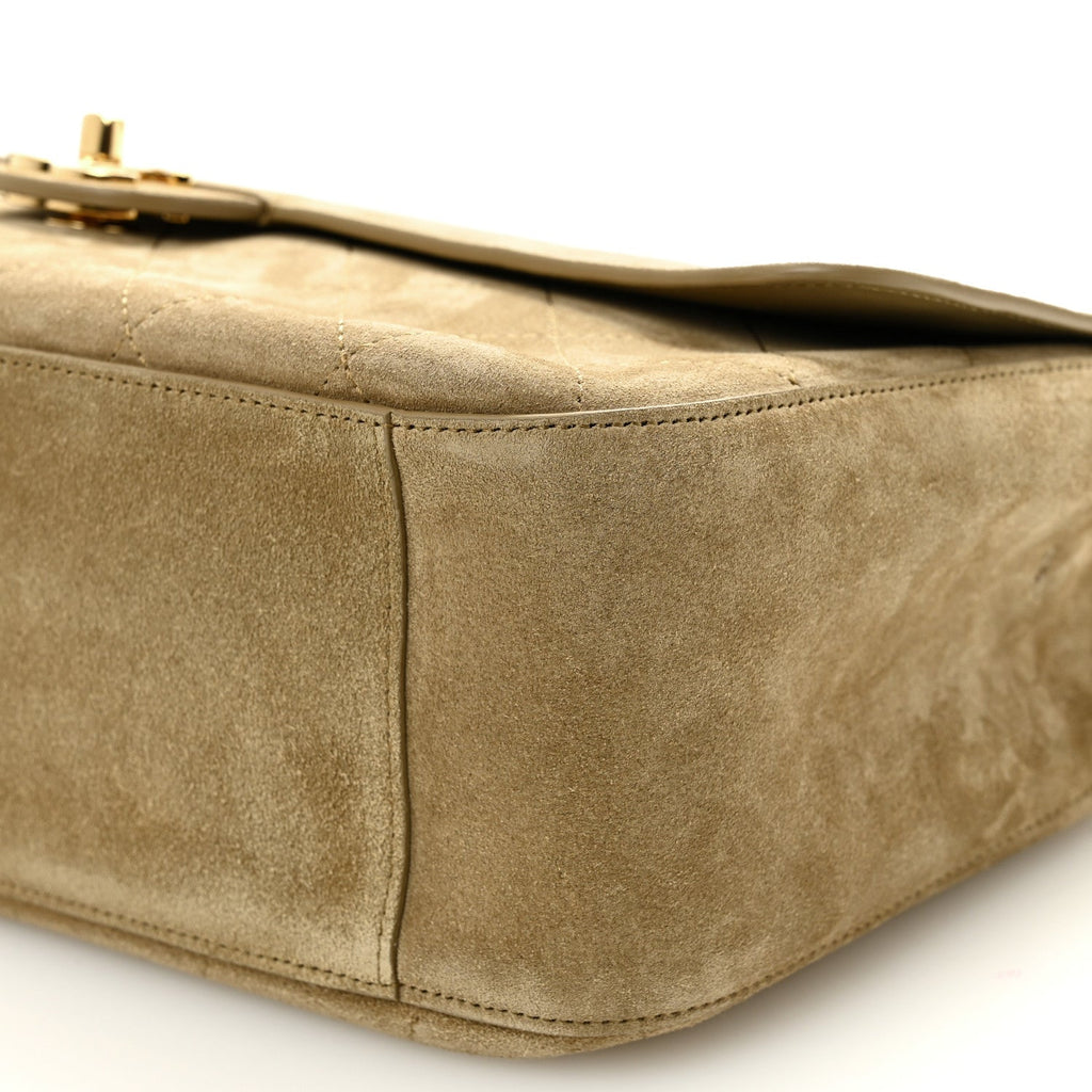 Chanel Suede Calfskin Small Souplissimo Maxi Flap Dark Beige