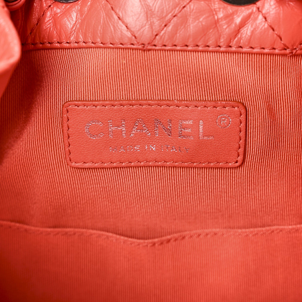 Chanel Aged Calfskin Quilted Small Gabrielle Backpack Orange