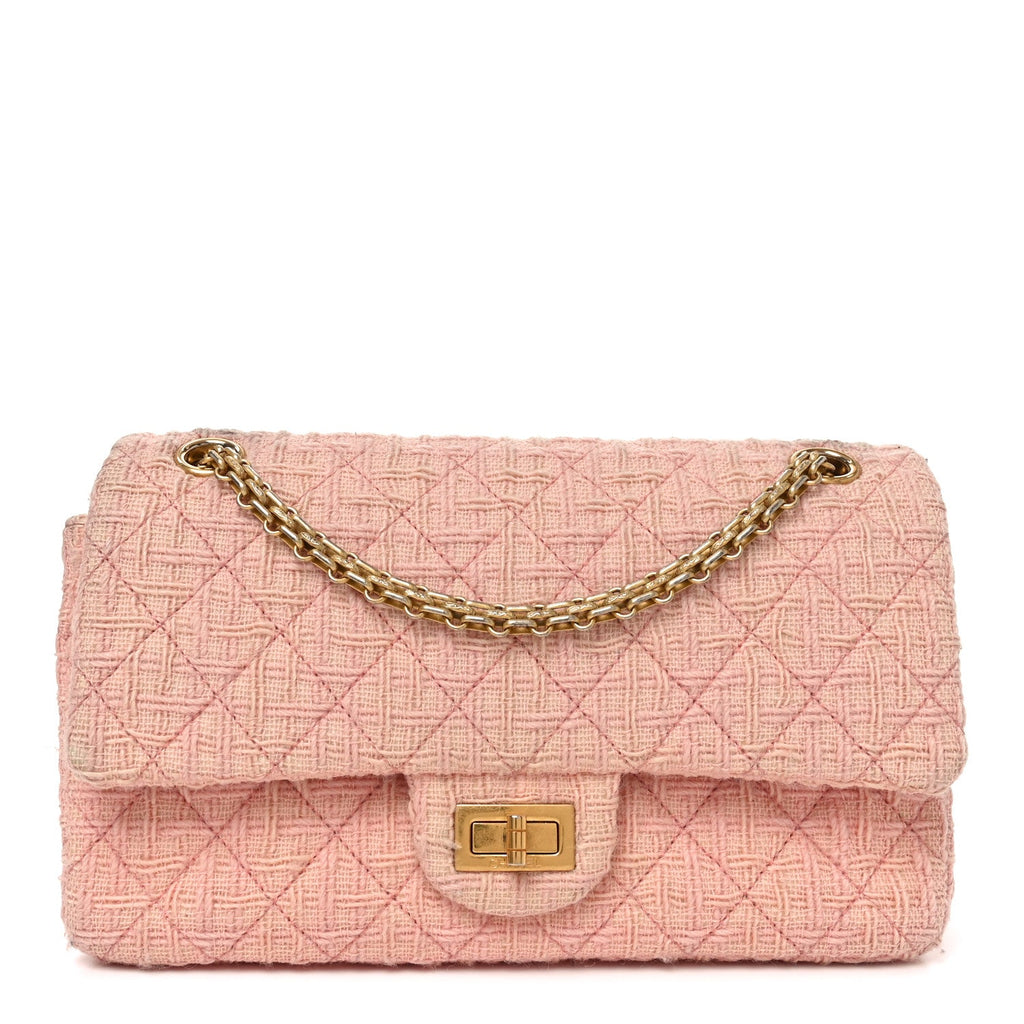 Chanel Wool Tweed Quilted 2.55 Reissue 225 Flap Light Pink