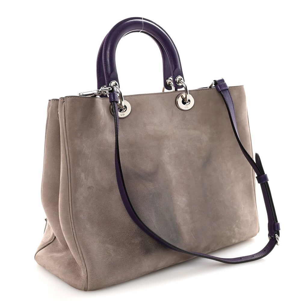 Christian Dior Suede Large Diorissimo Tote Purple