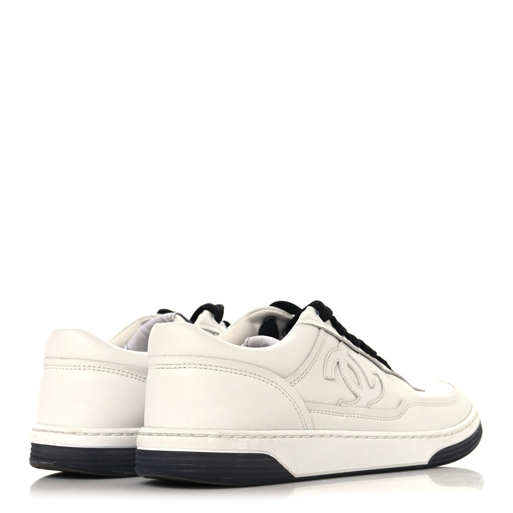 Calfskin CC Womens Sneakers 36 White Black