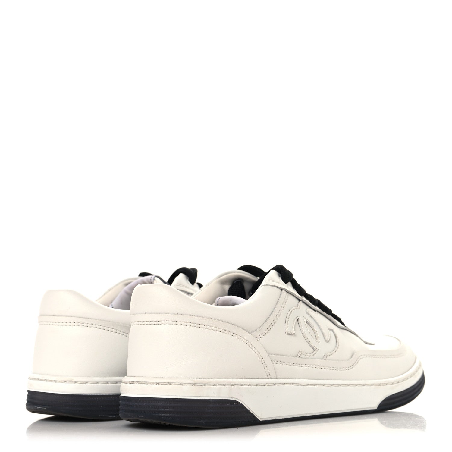 Calfskin CC Womens Sneakers 36 White Black