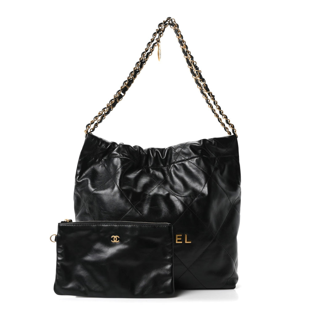 Chanel Shiny Calfskin Quilted Small Chanel 22 Black