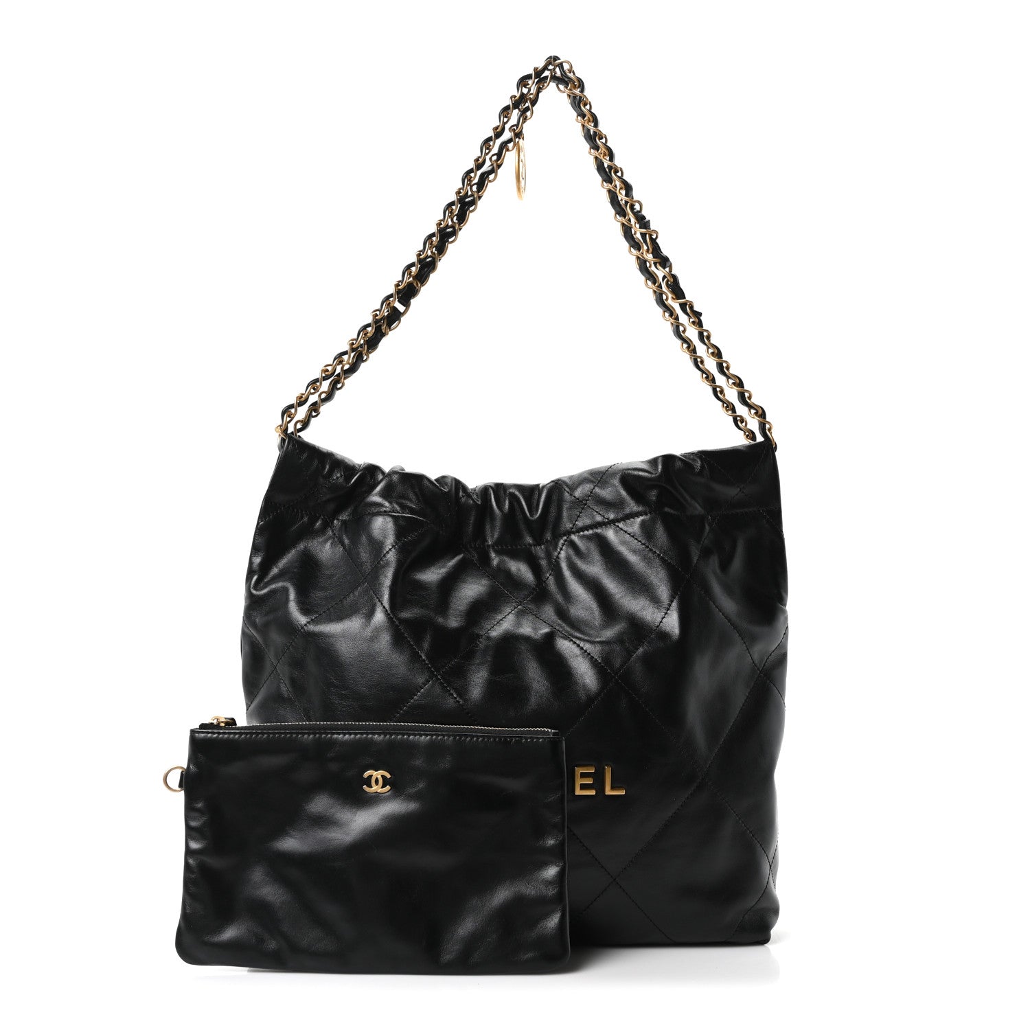 Chanel Shiny Calfskin Quilted Small Chanel 22 Black