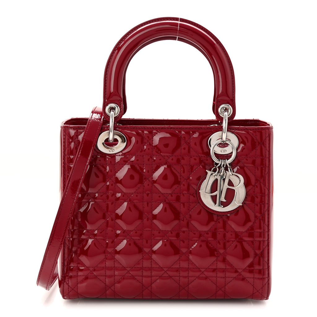 Christian Dior Patent Cannage Medium Lady Dior Red