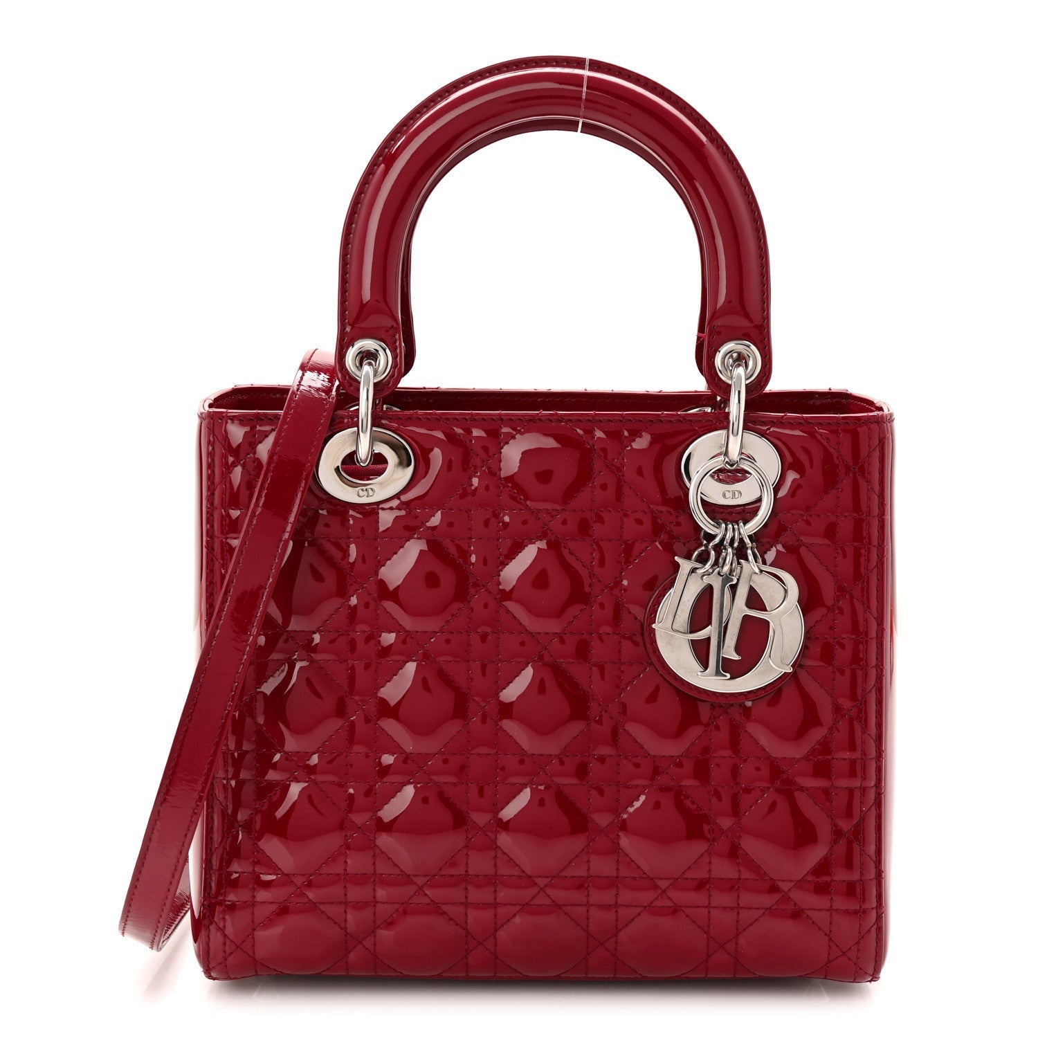 Christian Dior Patent Cannage Medium Lady Dior Red