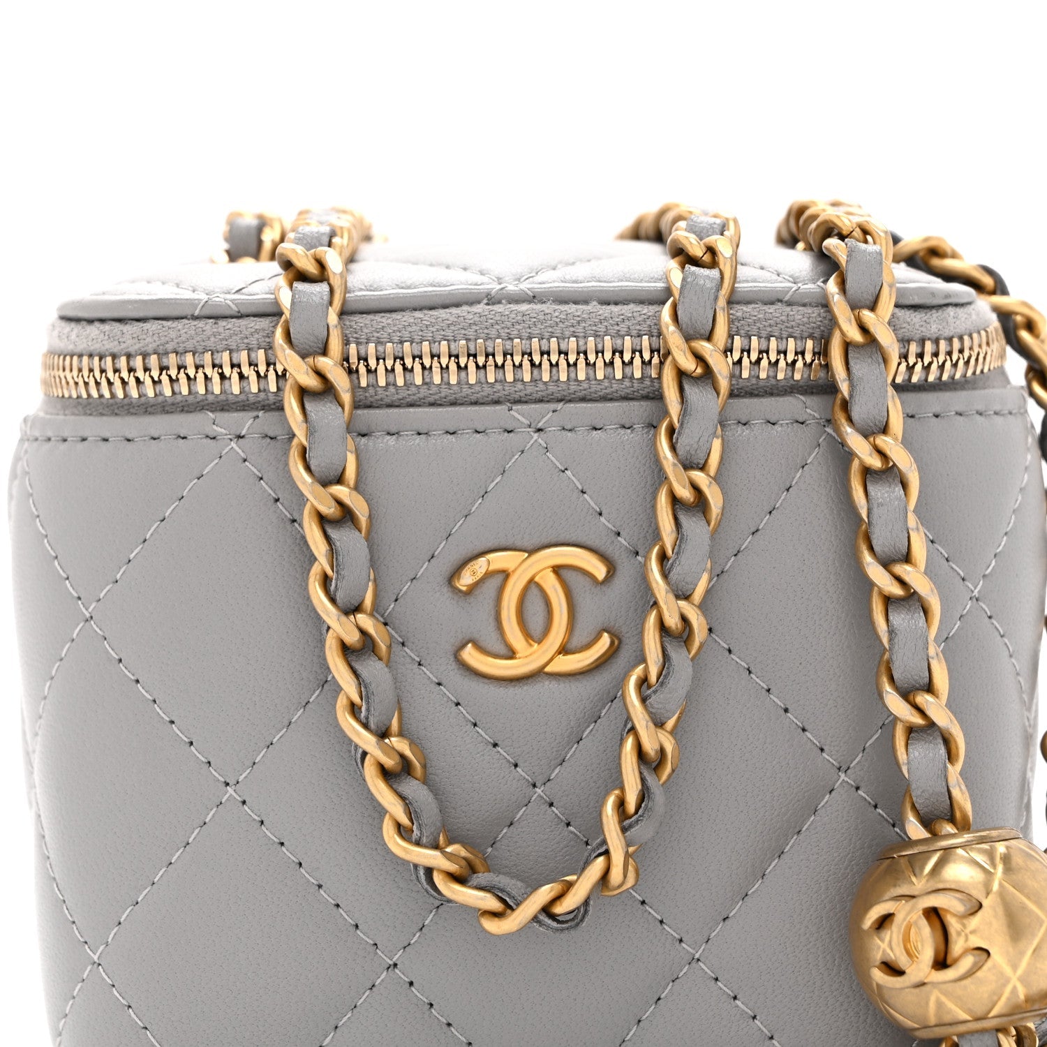 Chanel Lambskin Quilted Pearl Crush Mini Vanity Case With Chain Light Purple