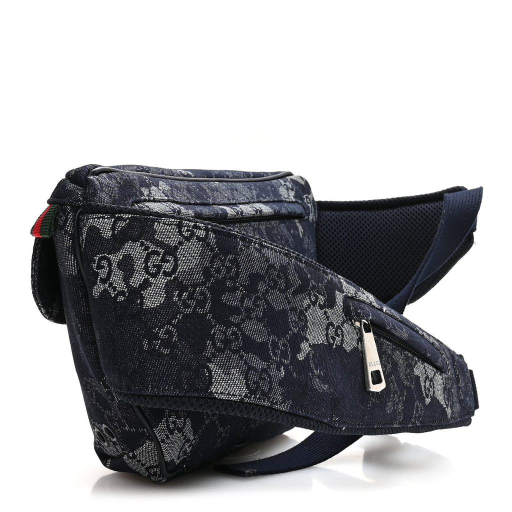 Gucci Denim GG Monogram Camouflage Belt Bag Blue