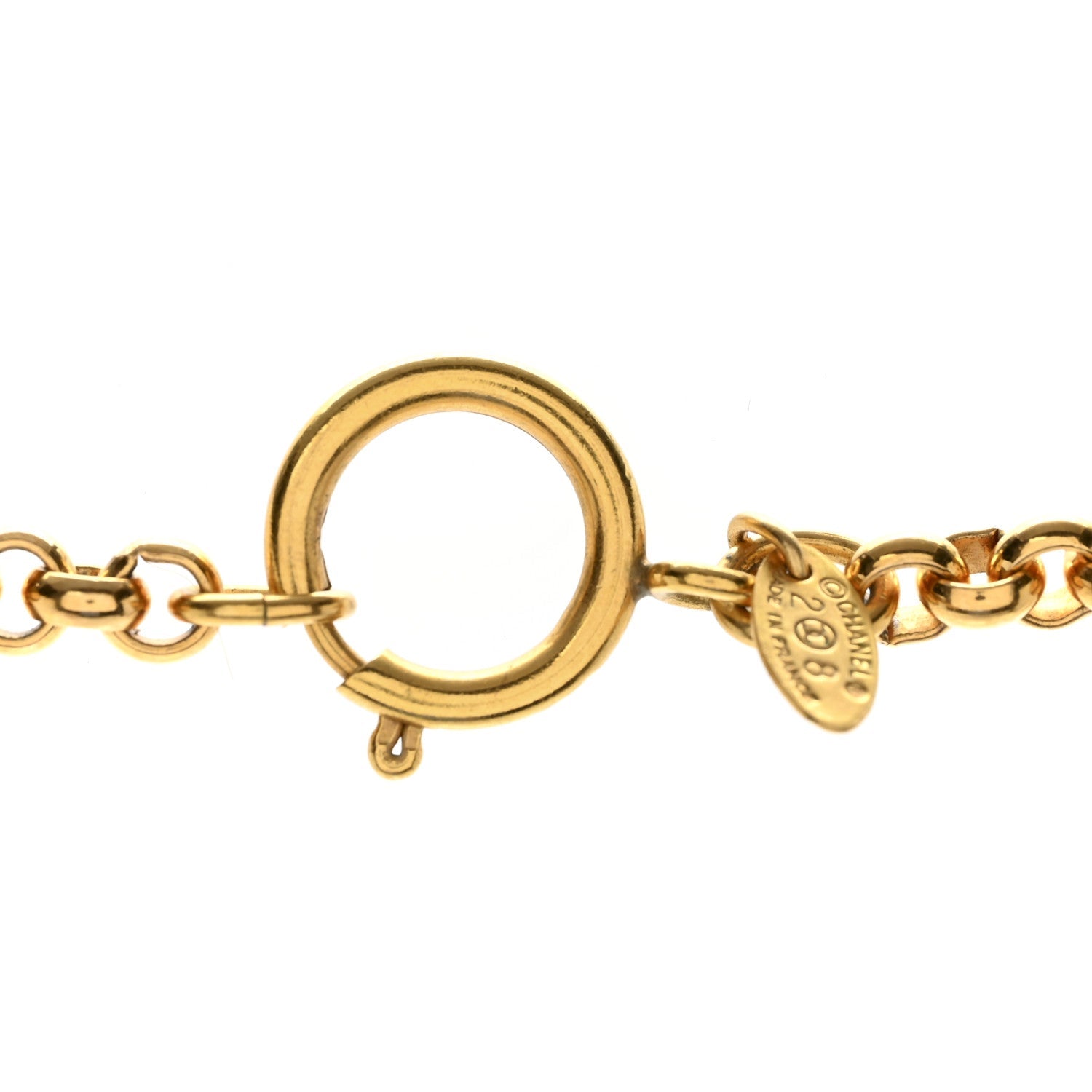 CC Chain Pendant Long Necklace Gold