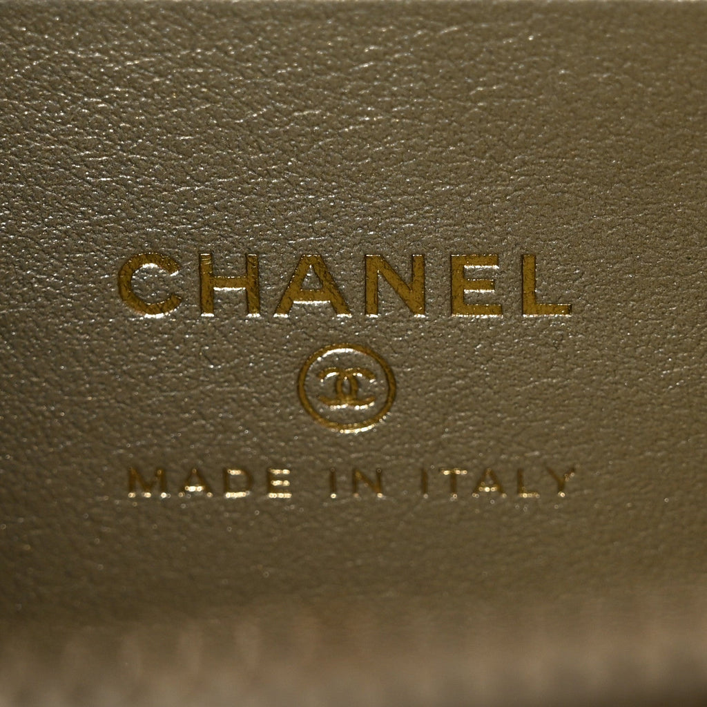 Chanel Metallic Caviar Quilted Trendy Handle Slim Vanity Light Golden