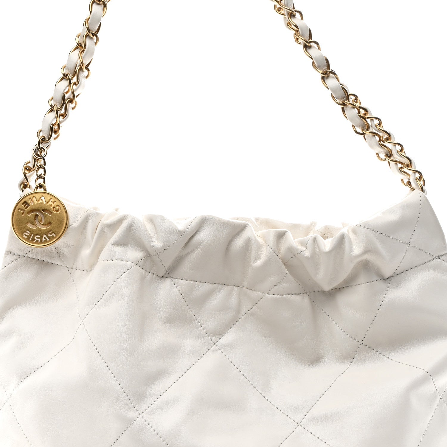 Chanel Shiny Calfskin Quilted Small Chanel 22 White