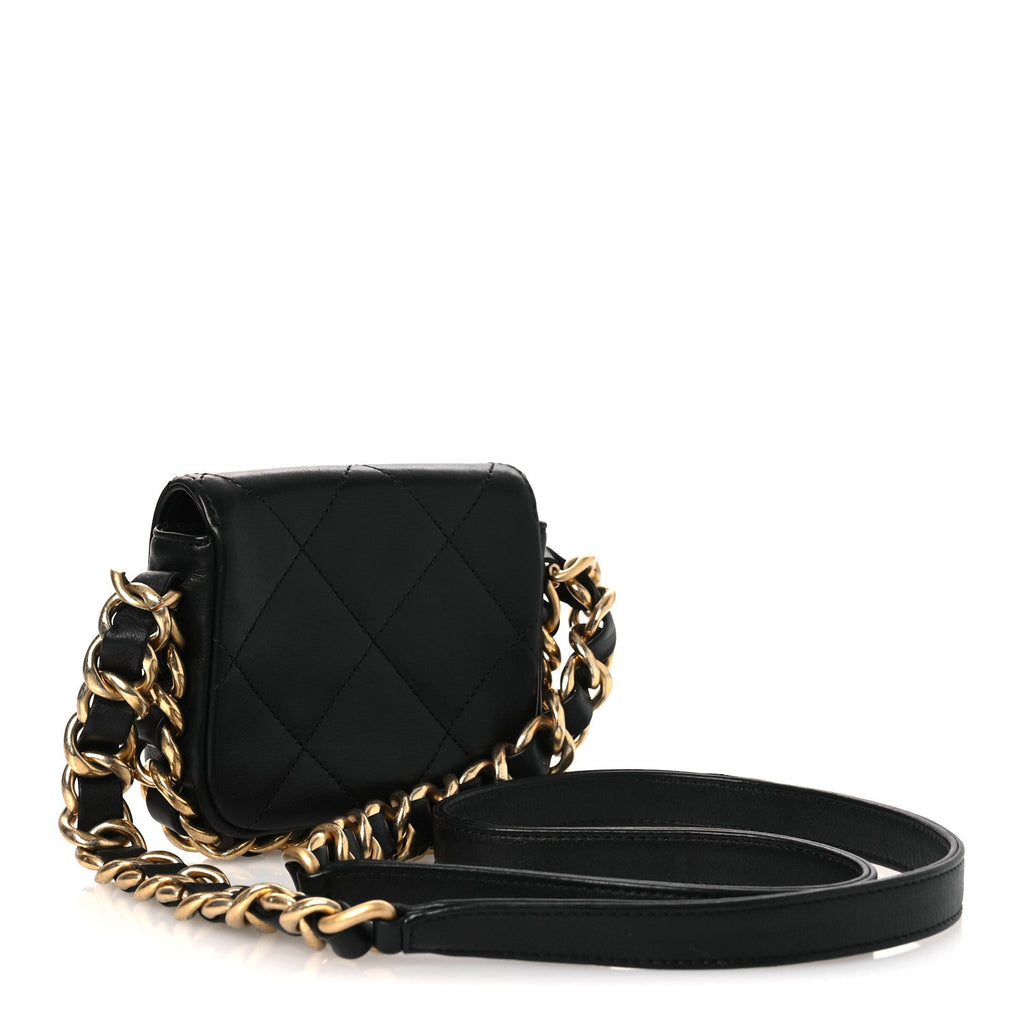 Chanel Calfskin Quilted Mini Framing Chain Bag Black