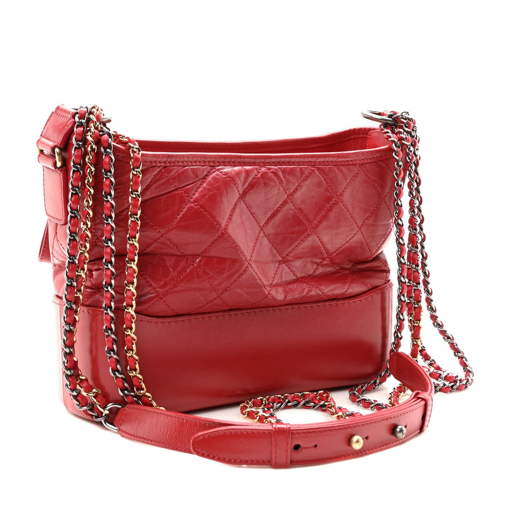 Chanel Aged Calfskin Quilted New Medium Gabrielle Hobo Red