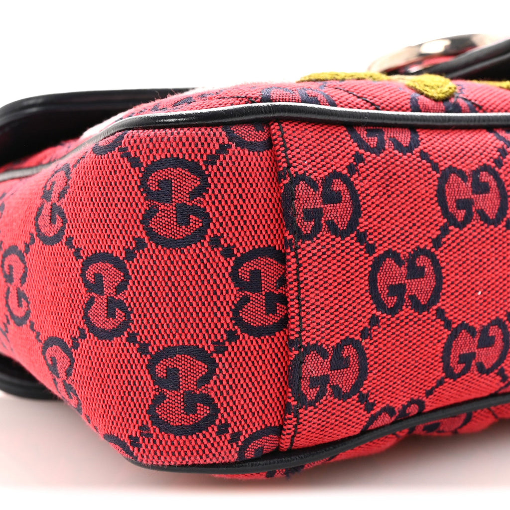 Gucci Monogram Multicolor Matelasse Diagonal Floral Embroidered Super Mini GG Marmont Shoulder Bag Red Blue Multicolor