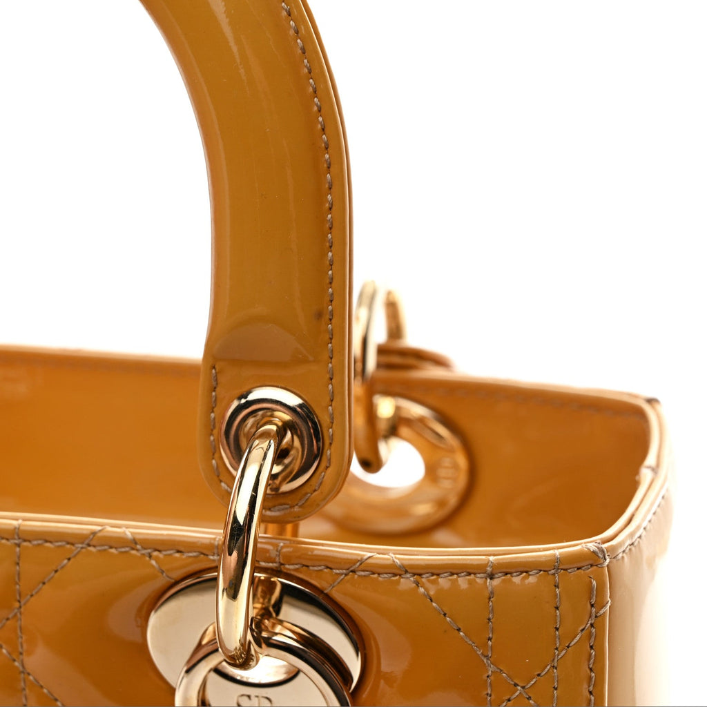 Christian Dior Patent Cannage Medium Lady Dior Dark Beige