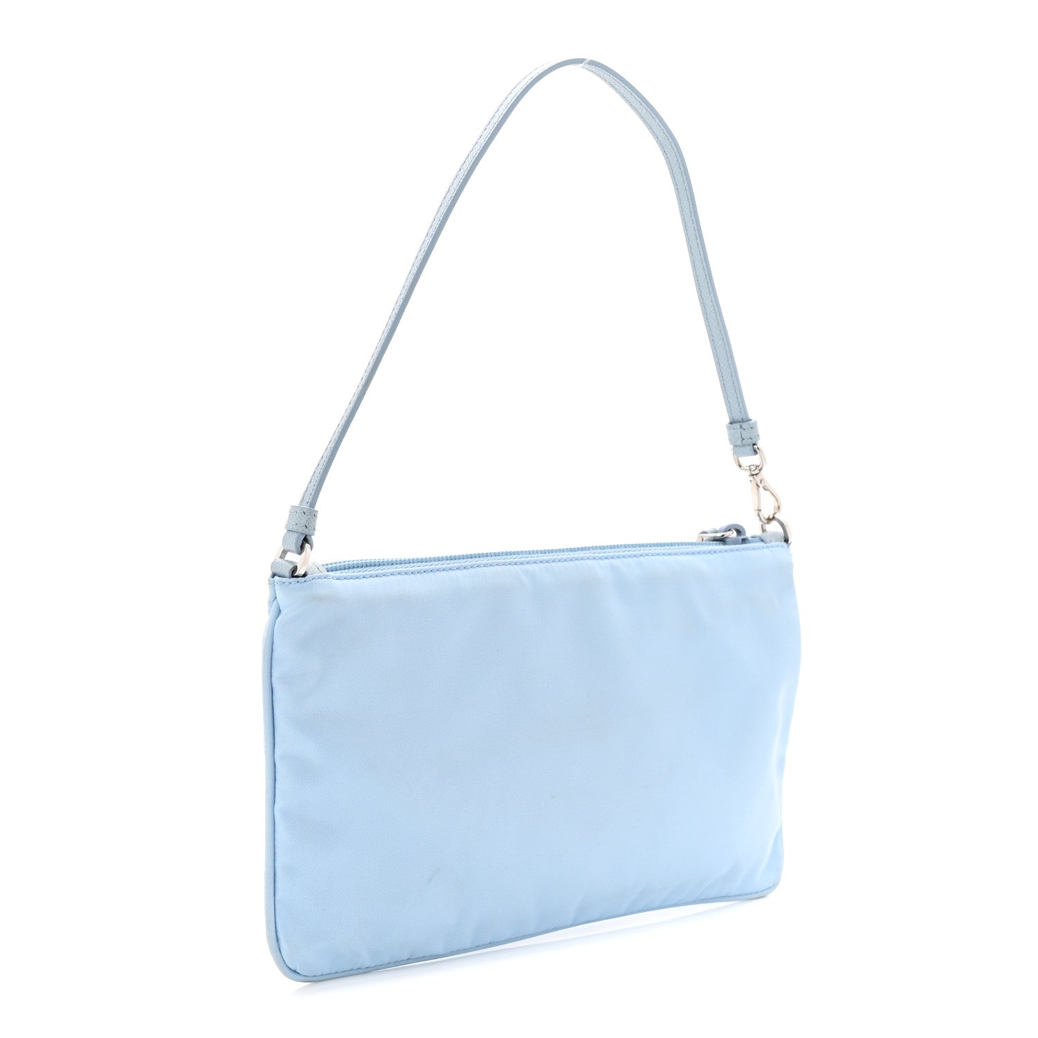 Prada Re-Nylon Vela Saffiano Mini Pochette Bag Celeste