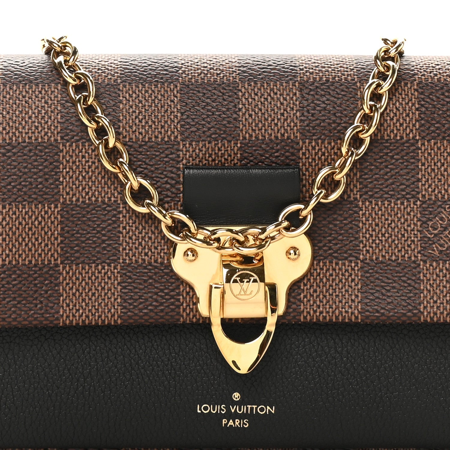Louis Vuitton Damier Ebene Vavin Chain Wallet Black