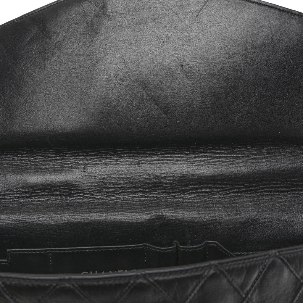 Chanel Lambskin Stitched Briefcase Bag Black