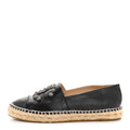 Lambskin Camellia CC Stud Espadrilles 39 Black