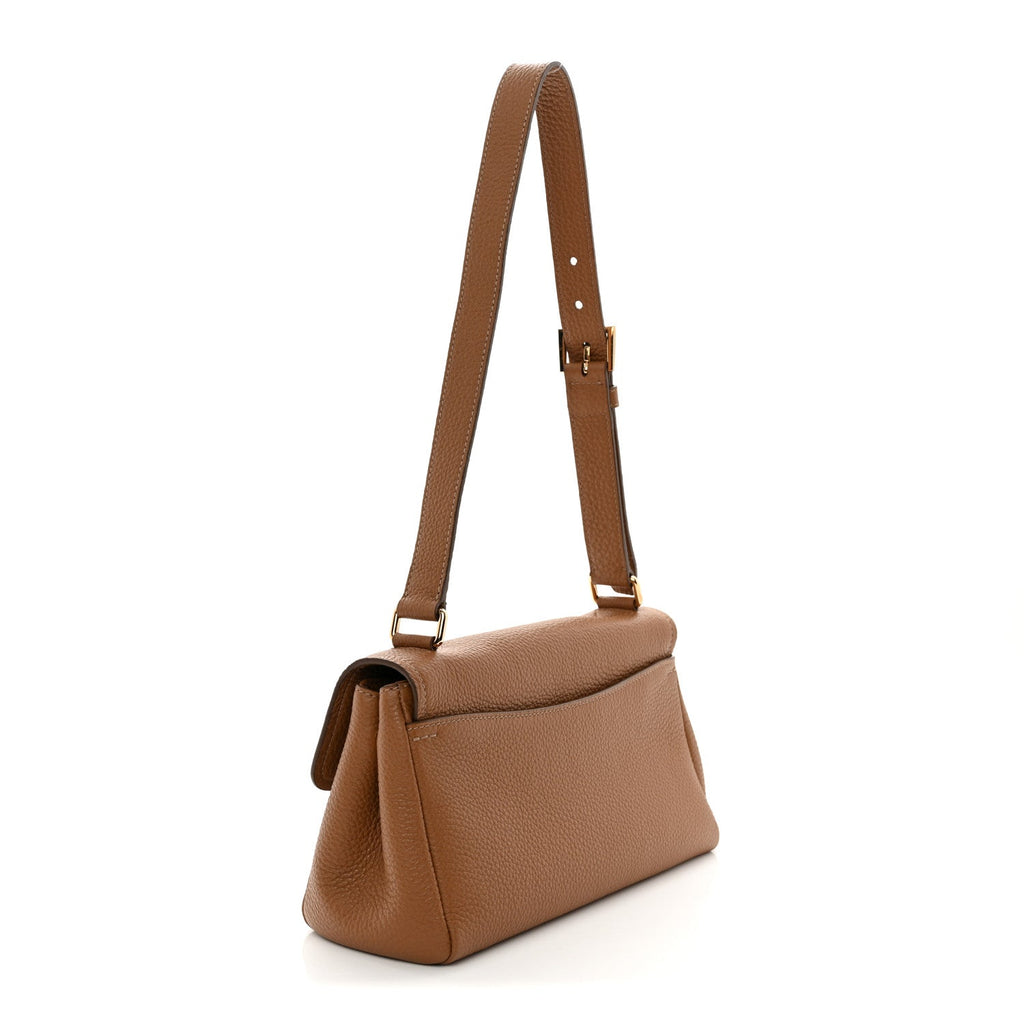 Prada Vitello Daino Soft Flap Shoulder Bag Cognac
