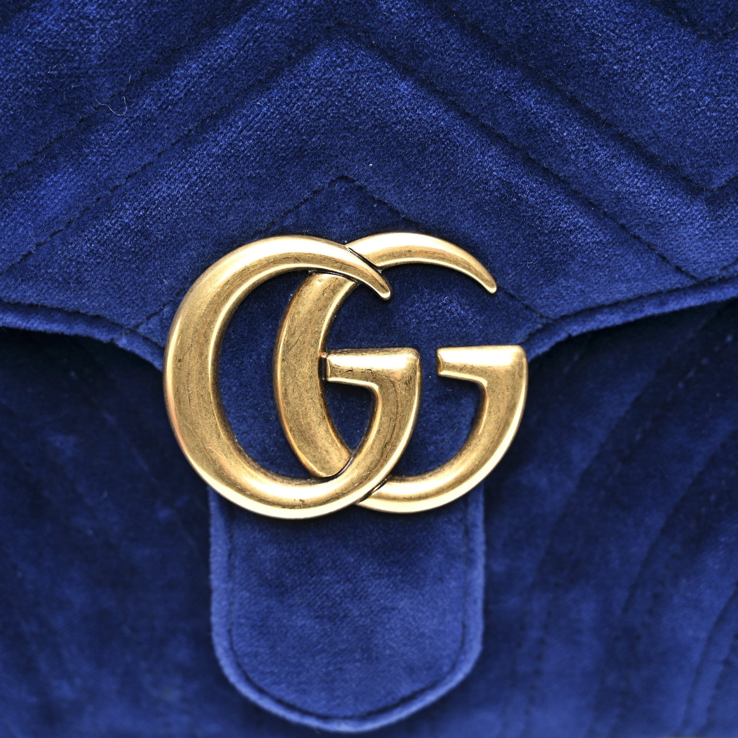 Gucci Velvet Matelasse GG Marmont Clutch Cobalt Blue
