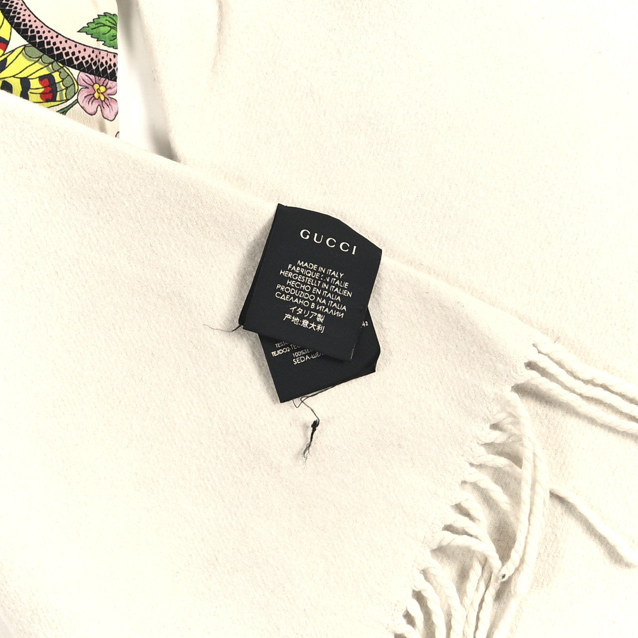 Gucci Cashmere Flora Pocket Scarf Ivory Multicolor