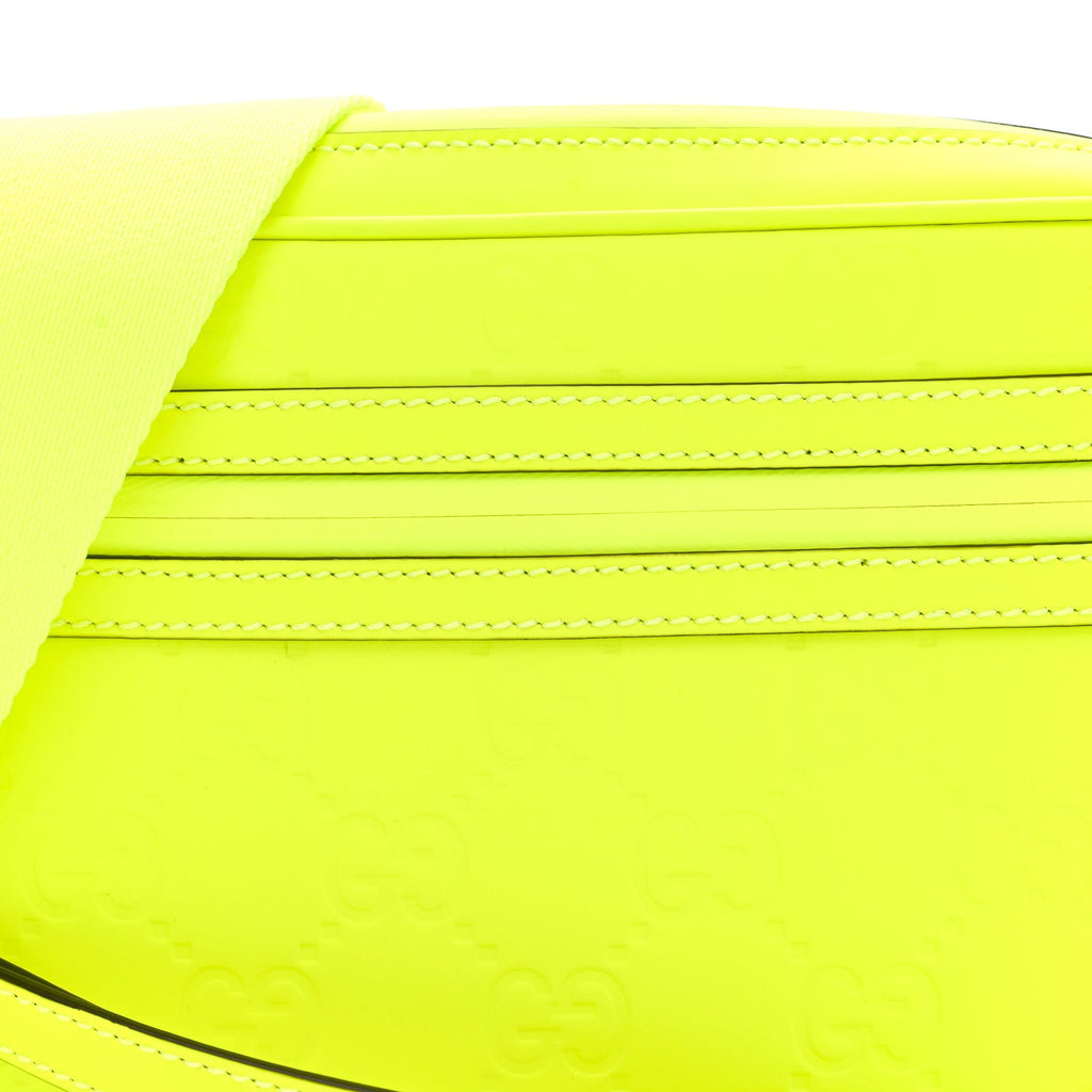 Gucci Rubber Effect Monogram GG Crossbody Bag Fluorescent Yellow