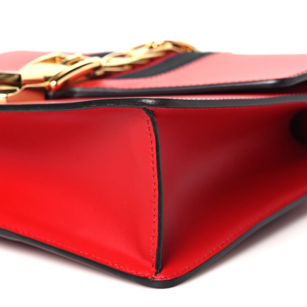 Gucci Calfskin Small Sylvie Shoulder Bag Hibiscus Red