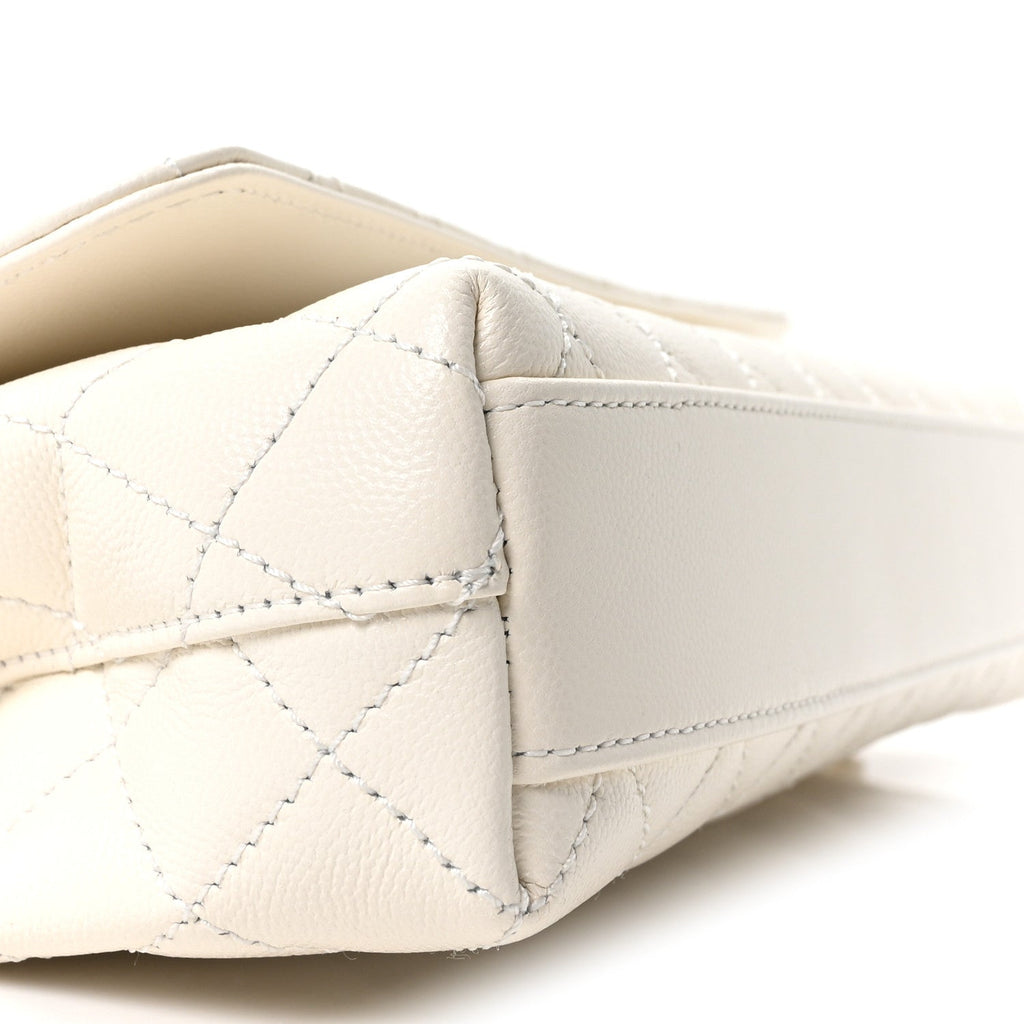 Chanel Caviar Quilted Maxi East West Coco Handle Flap White