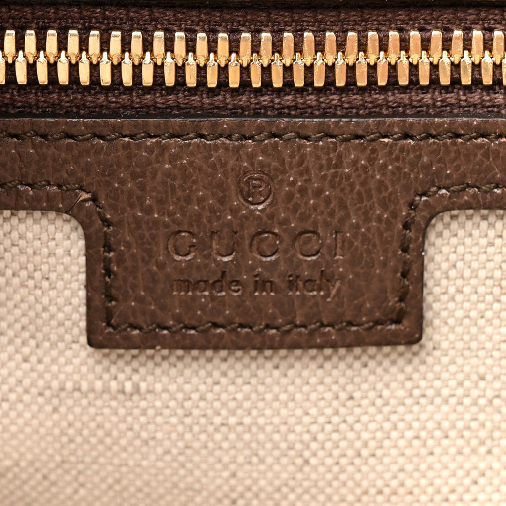 Gucci Monogram Jumbo GG Textured Dollar Calfskin Web Tote Bag Camel Ebony New Acero
