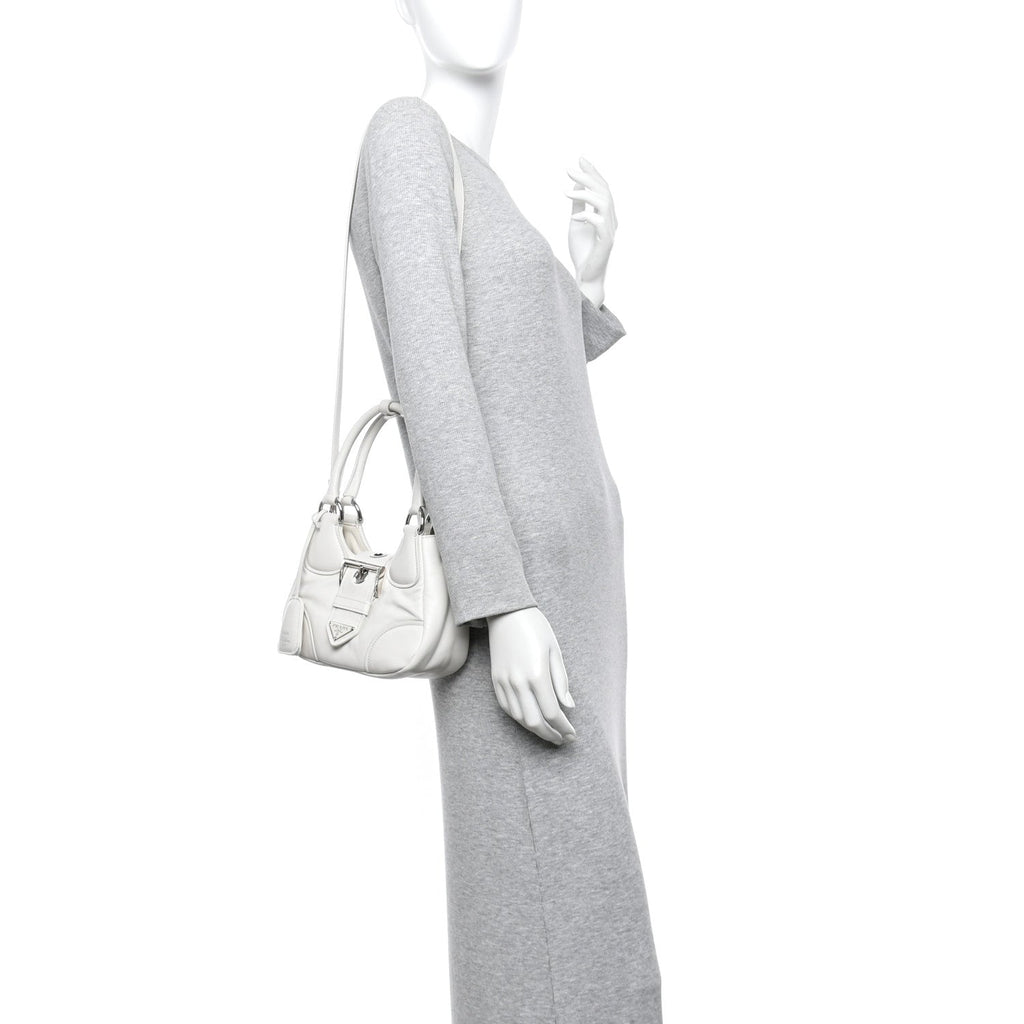 Prada Nappa Soft Padded Re-Edition 2002 Moon Bag White