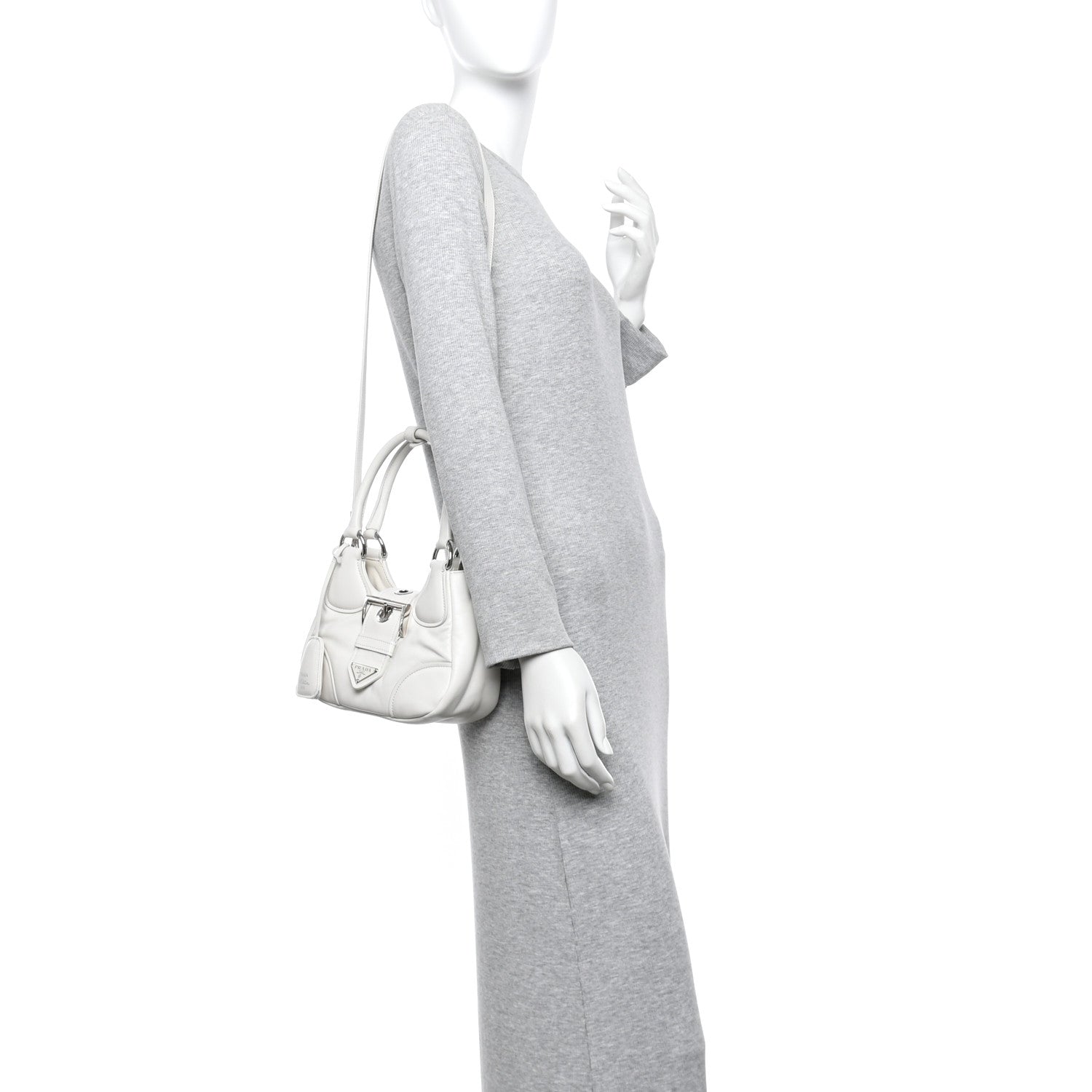 Prada Nappa Soft Padded Re-Edition 2002 Moon Bag White