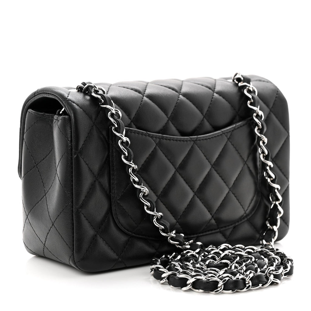 Chanel Lambskin Quilted Mini Rectangular Flap Black