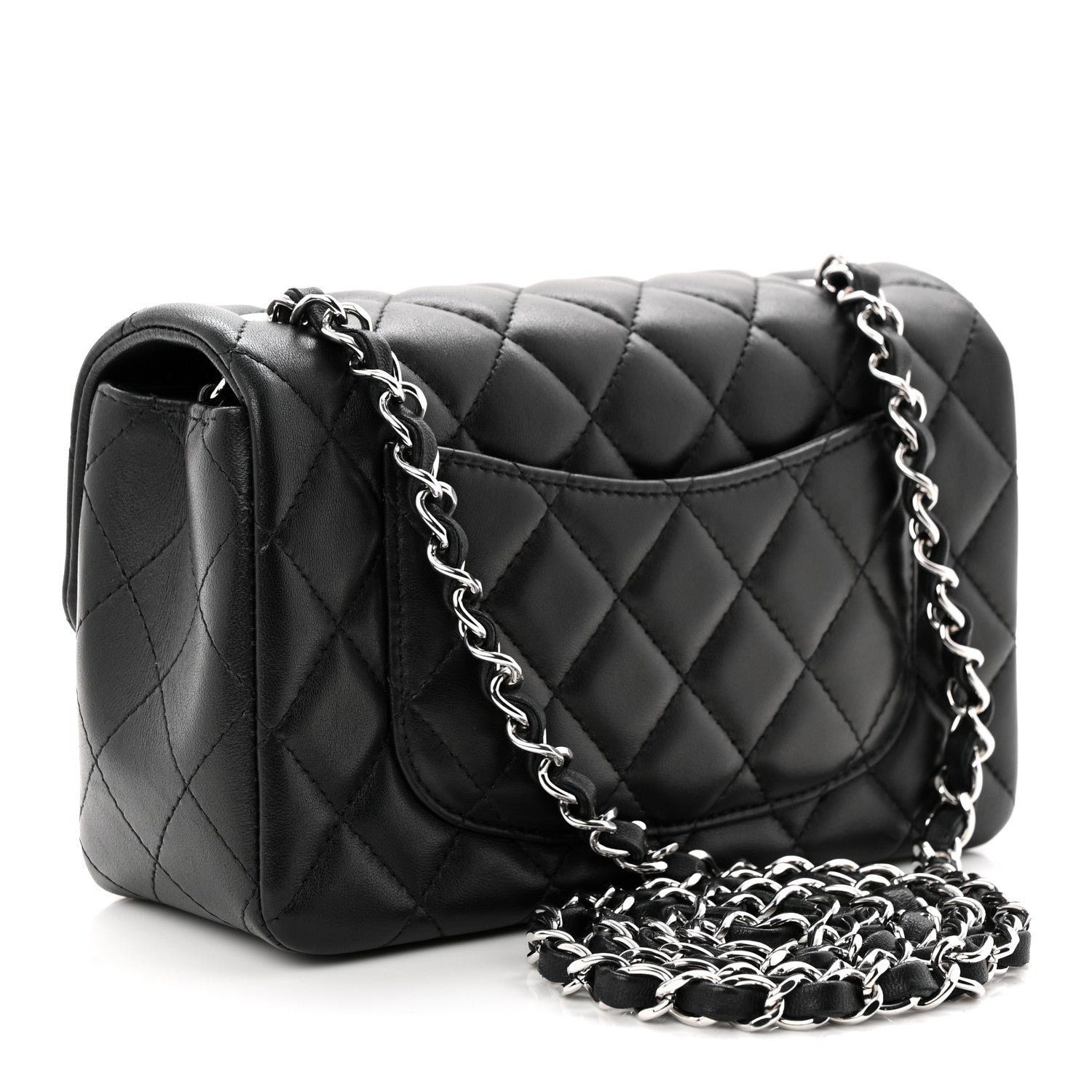 Chanel Lambskin Quilted Mini Rectangular Flap Black