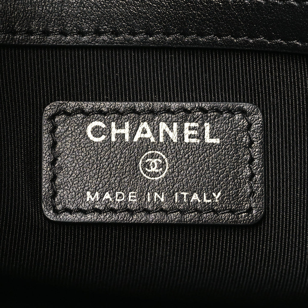 Chanel Sequin Wool Quilted Cosmetic Pouch Black Silver