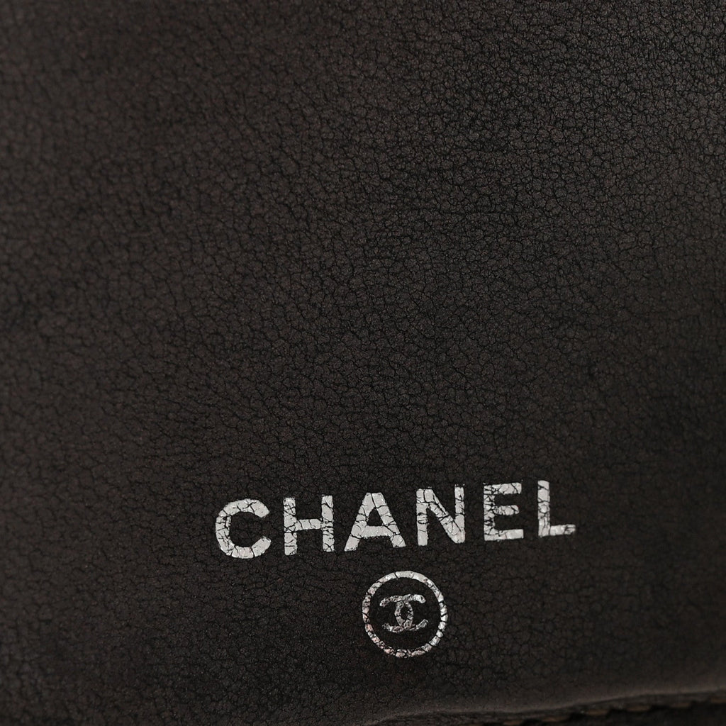 Metallic Lambskin Quilted Yen Wallet Grey