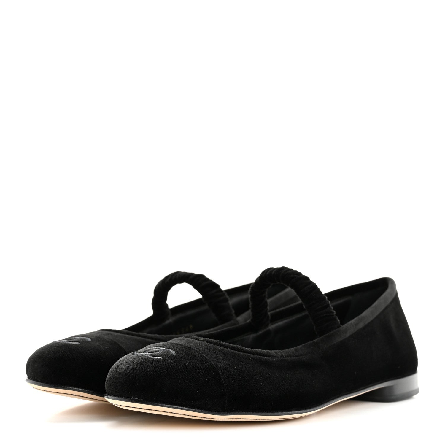 Chanel Velvet Mary Jane Flats 39 Black