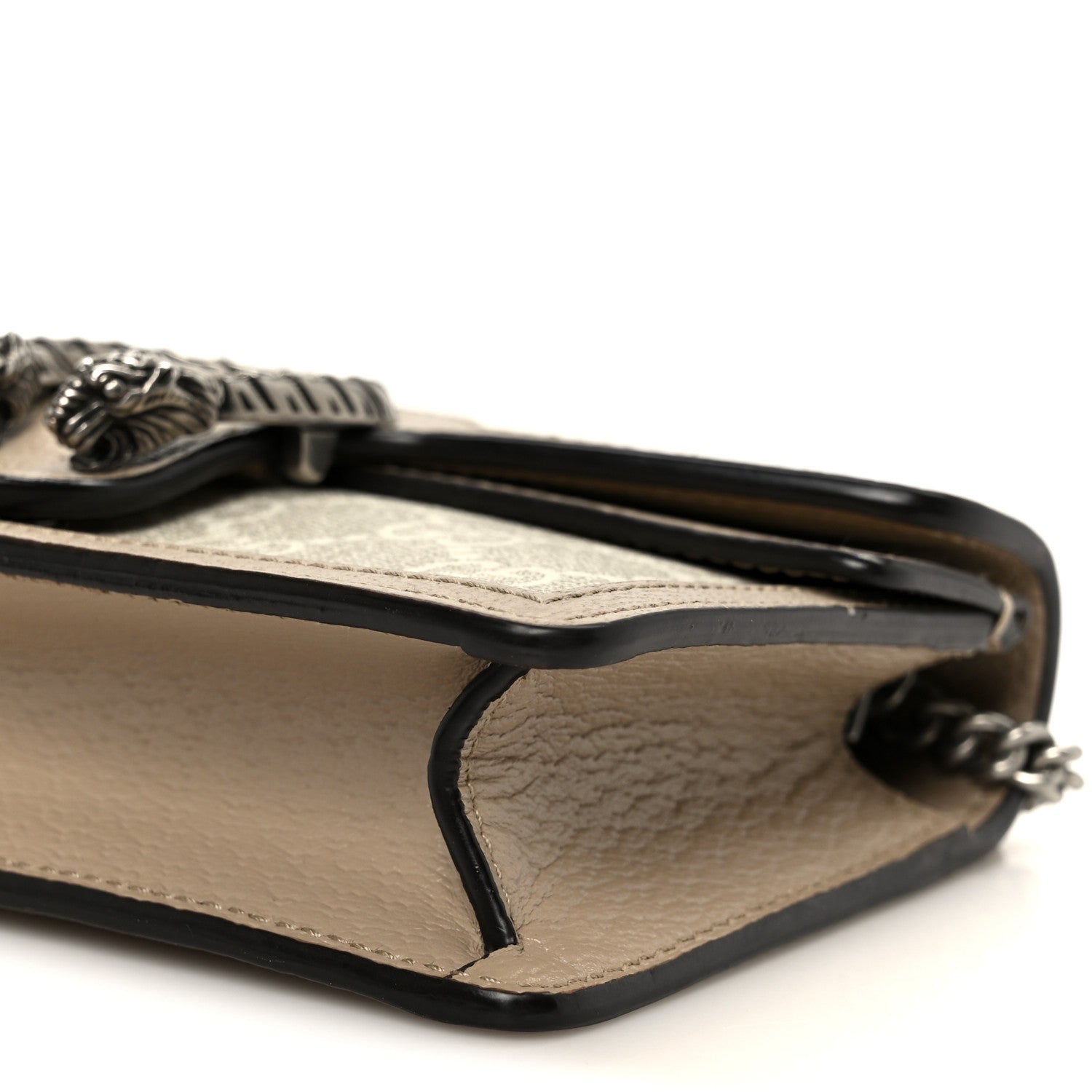 Gucci GG Supreme Monogram Textured Dollar Calfskin Super Mini Dionysus Shoulder Bag Beige Mystic White Oatmeal