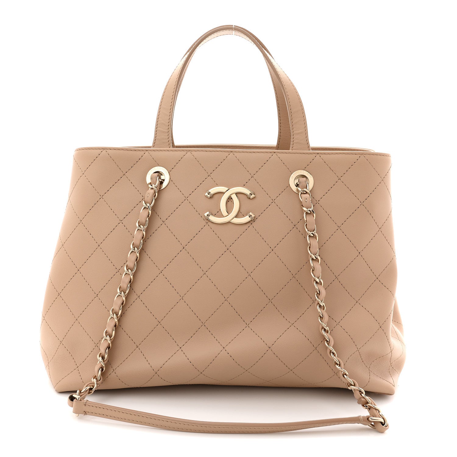 Chanel Calfskin Large Serial Shopper Tote Beige