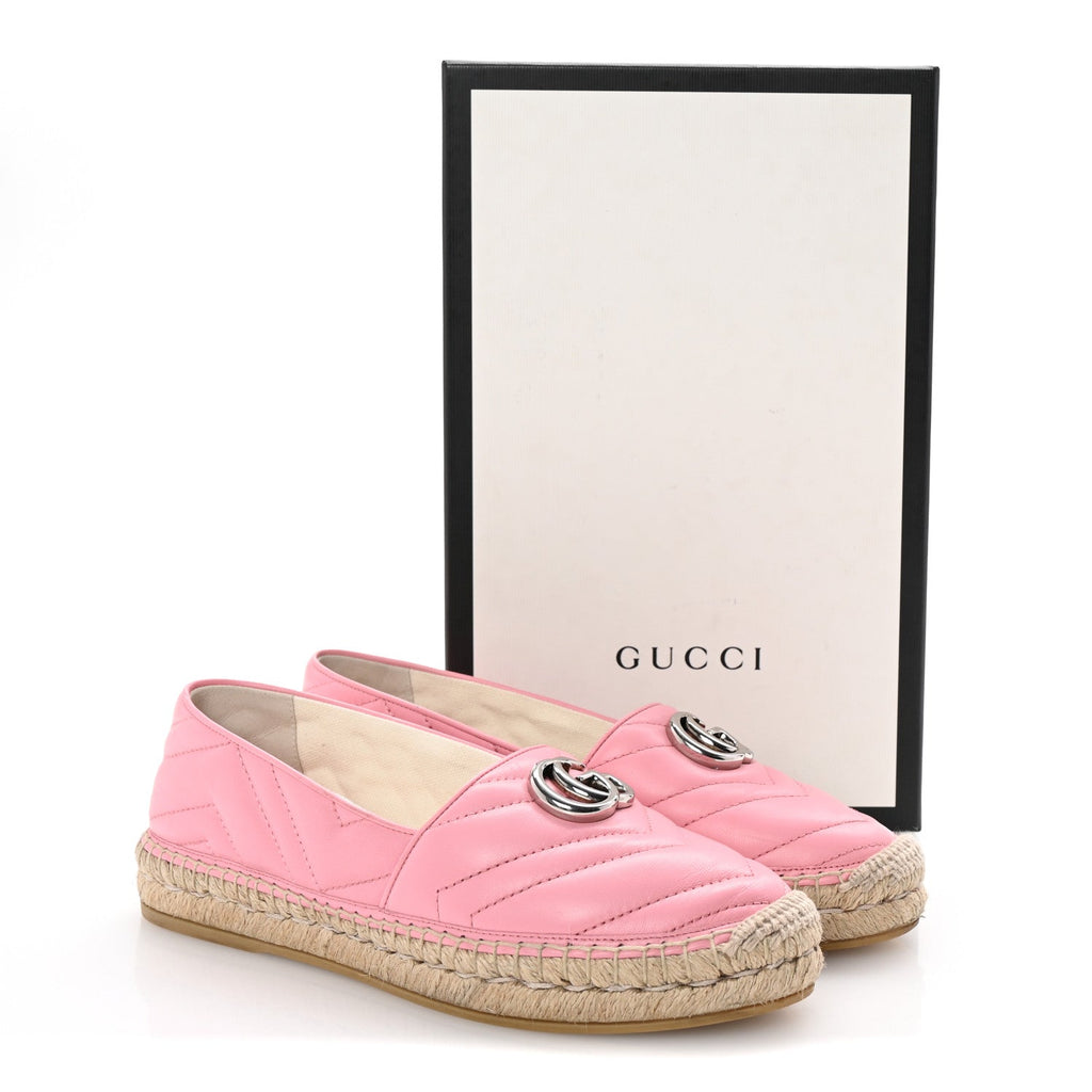 Gucci Nappa Matelasse GG Marmont Espadrilles 38.5 Wild Rose